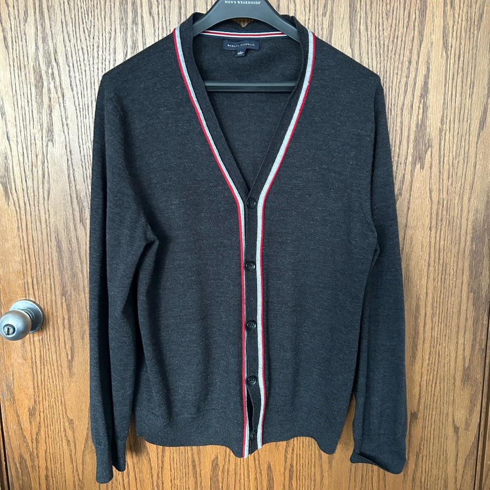 Banana Republic Cardigan with Red and Gray Accents